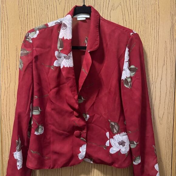 un jour ailleurs Jackets & Blazers - Floral Red Women's Blazer Size 40